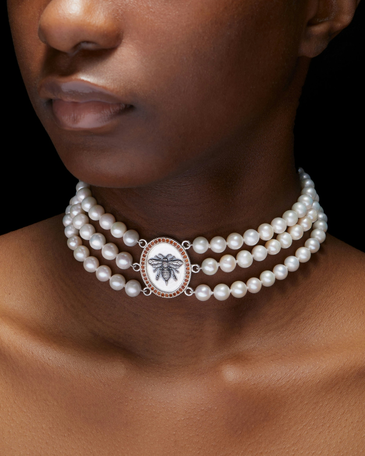 Bee Three Strand Pearl Necklace-image-2