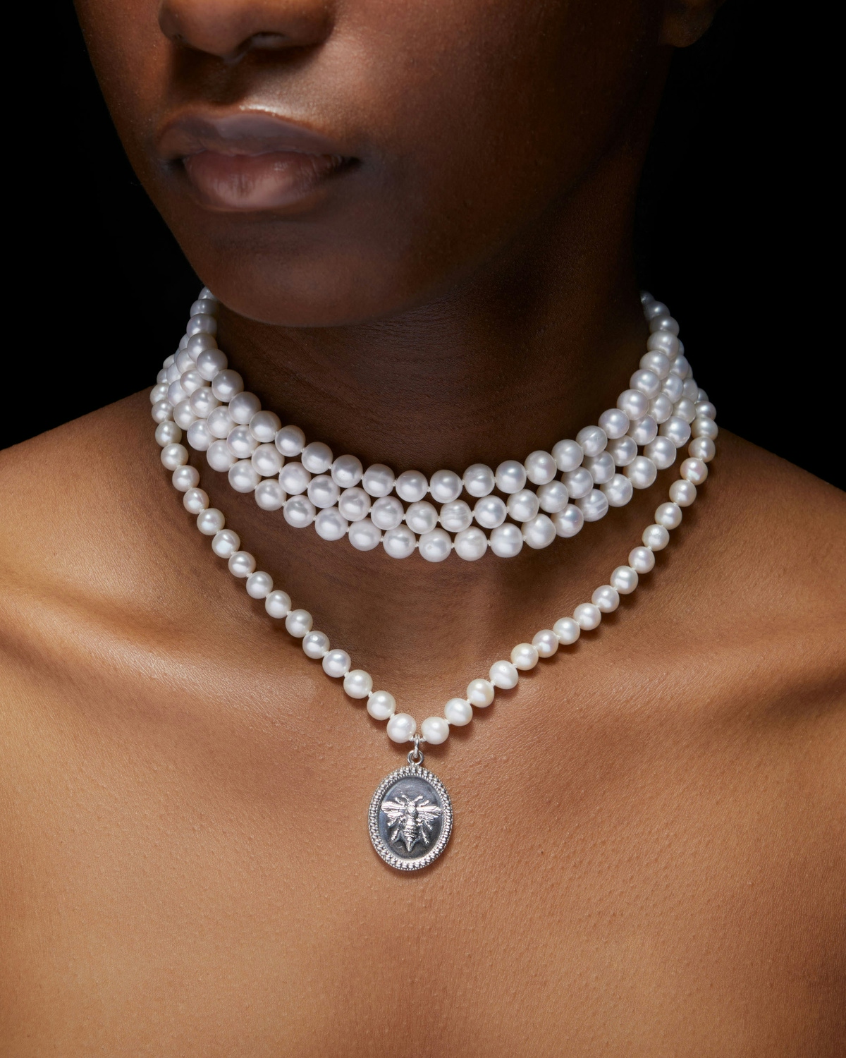 Bee Pearl Strand Necklace-image-1