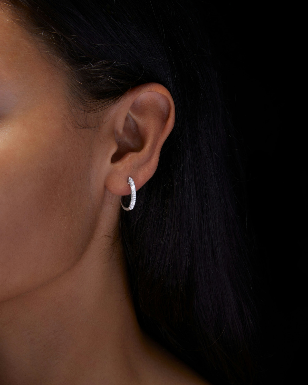 Medium Pavé Diamond Hoop Earring-image-3