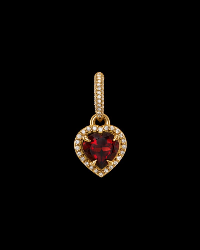 18K Yellow Gold - Mozambique Garnet & Lab Grown Diamonds - Made to Order