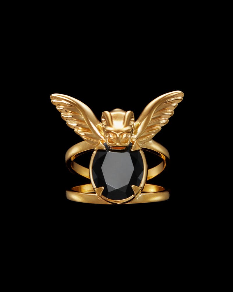 Gold-plated Silver Black Spinel