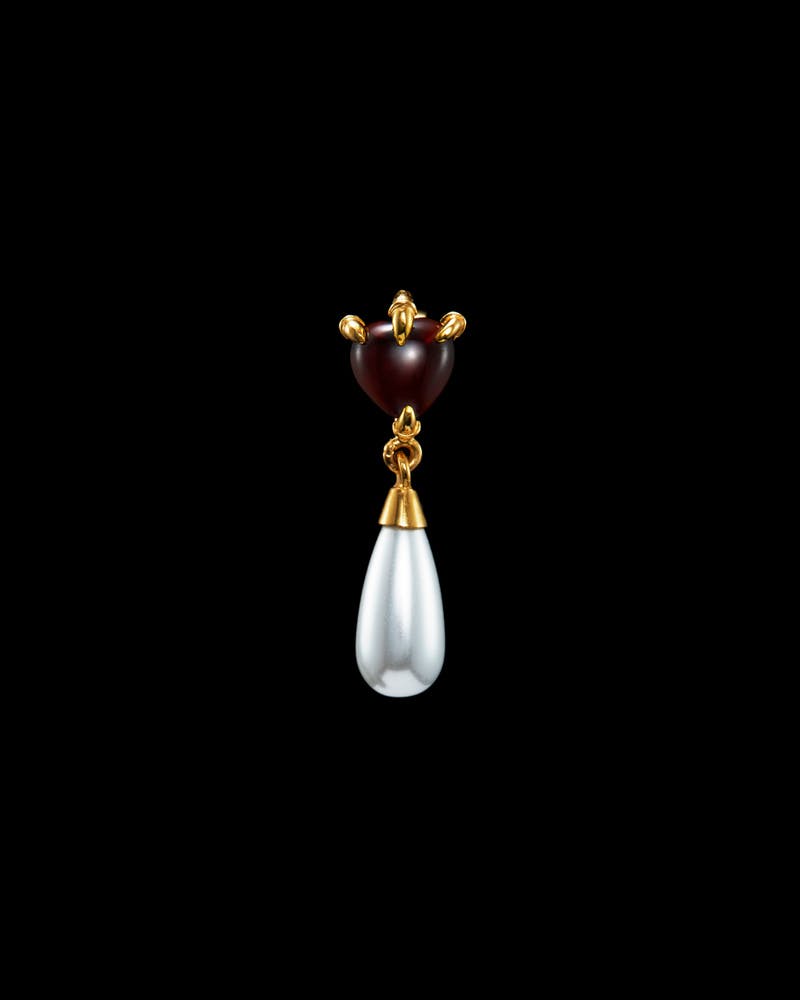 Gold-plated Silver - Red Garnet & Glass Pearl