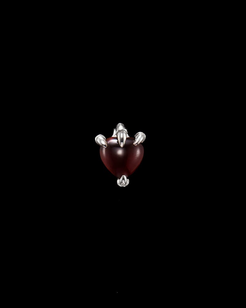 Claw Stud - Silver - Red Garnet