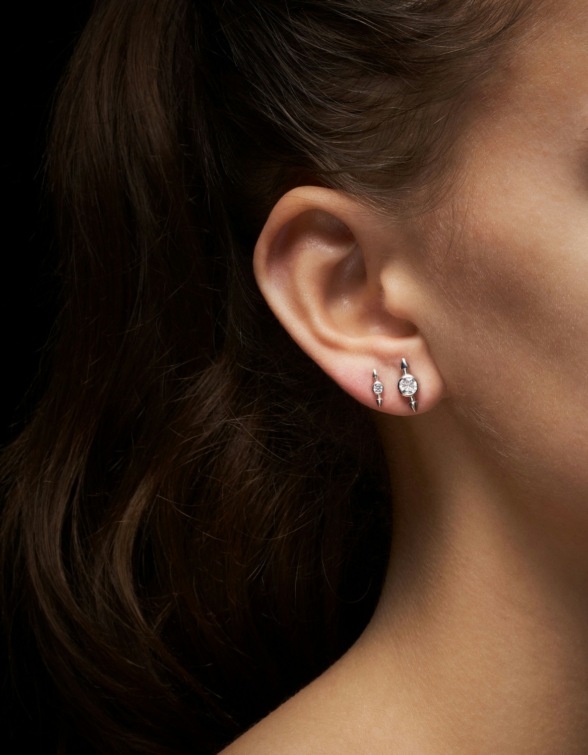 Mini Pierced Diamond Ear Stud-image-1