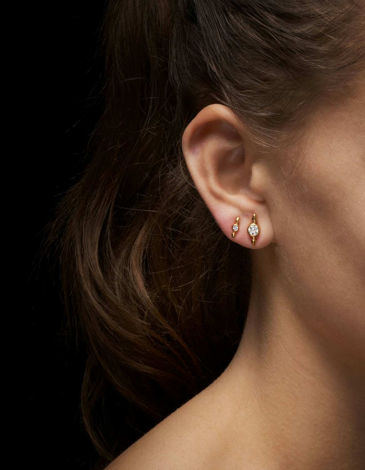 Mini Pierced Diamond Ear Stud-image-1