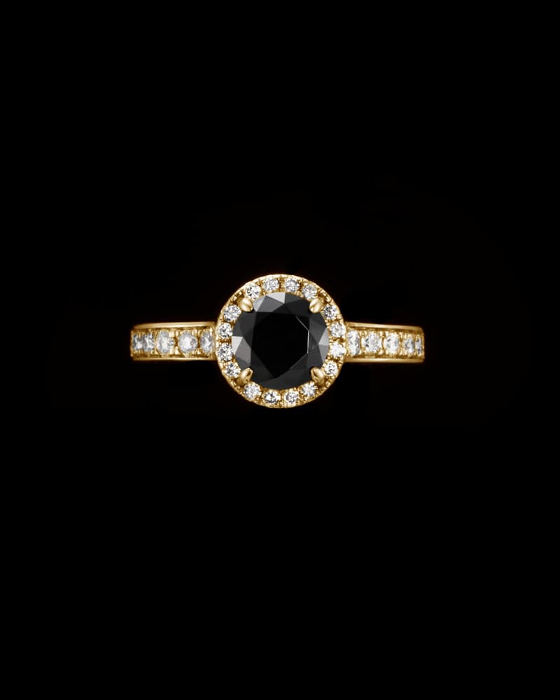 18K Yellow Gold - Black Diamond