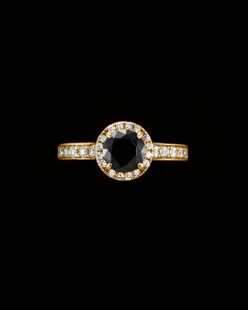 18K Yellow Gold - Black Diamond