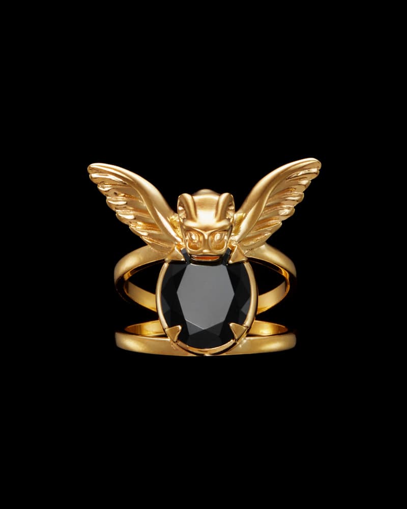 Gold-plated Silver - Black Spinel