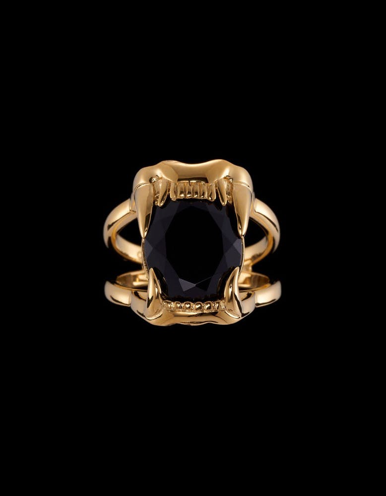 Gold-plated Silver Black Spinel