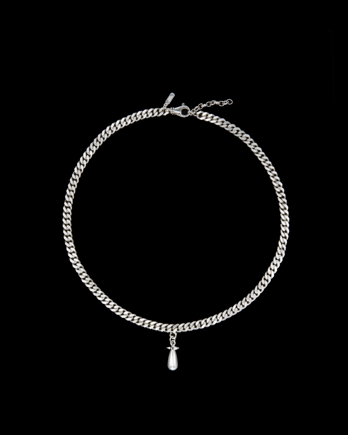 Chunky Chain Drop Pearl Long Necklace-image-0