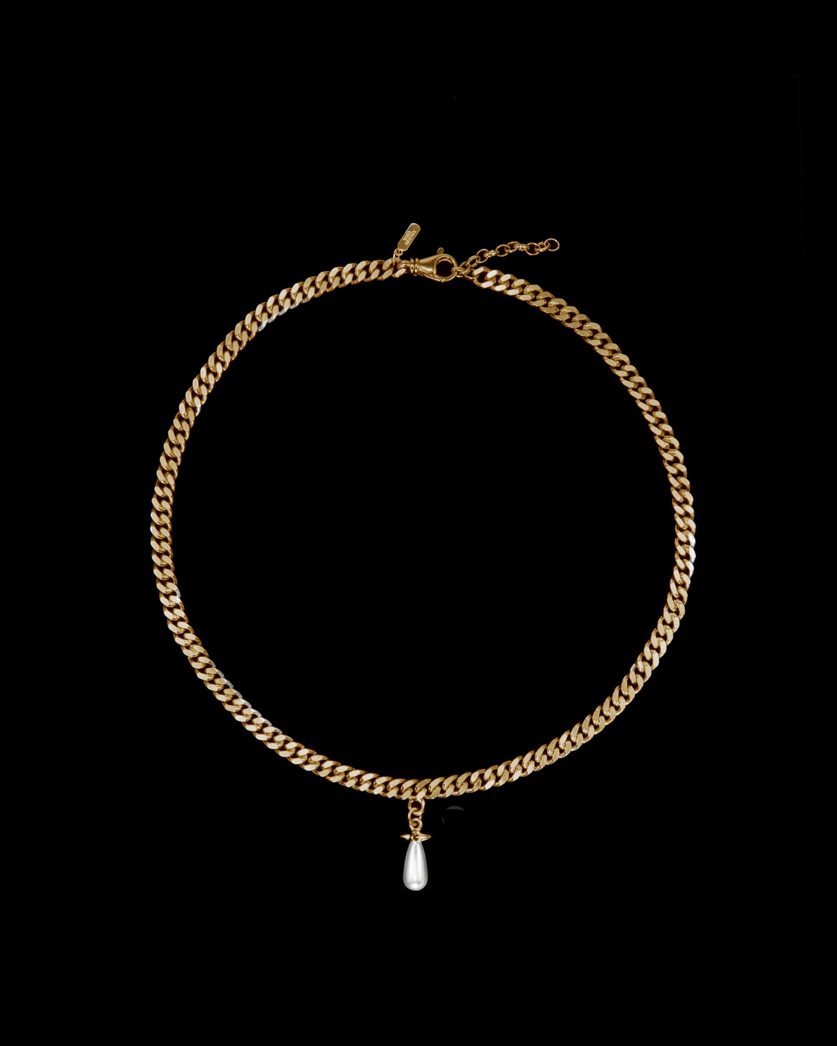 Chunky Chain Drop Pearl Long Necklace-image-0