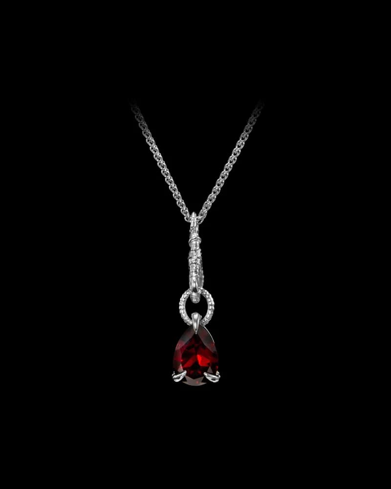 18K White Gold - Mozambique Garnet