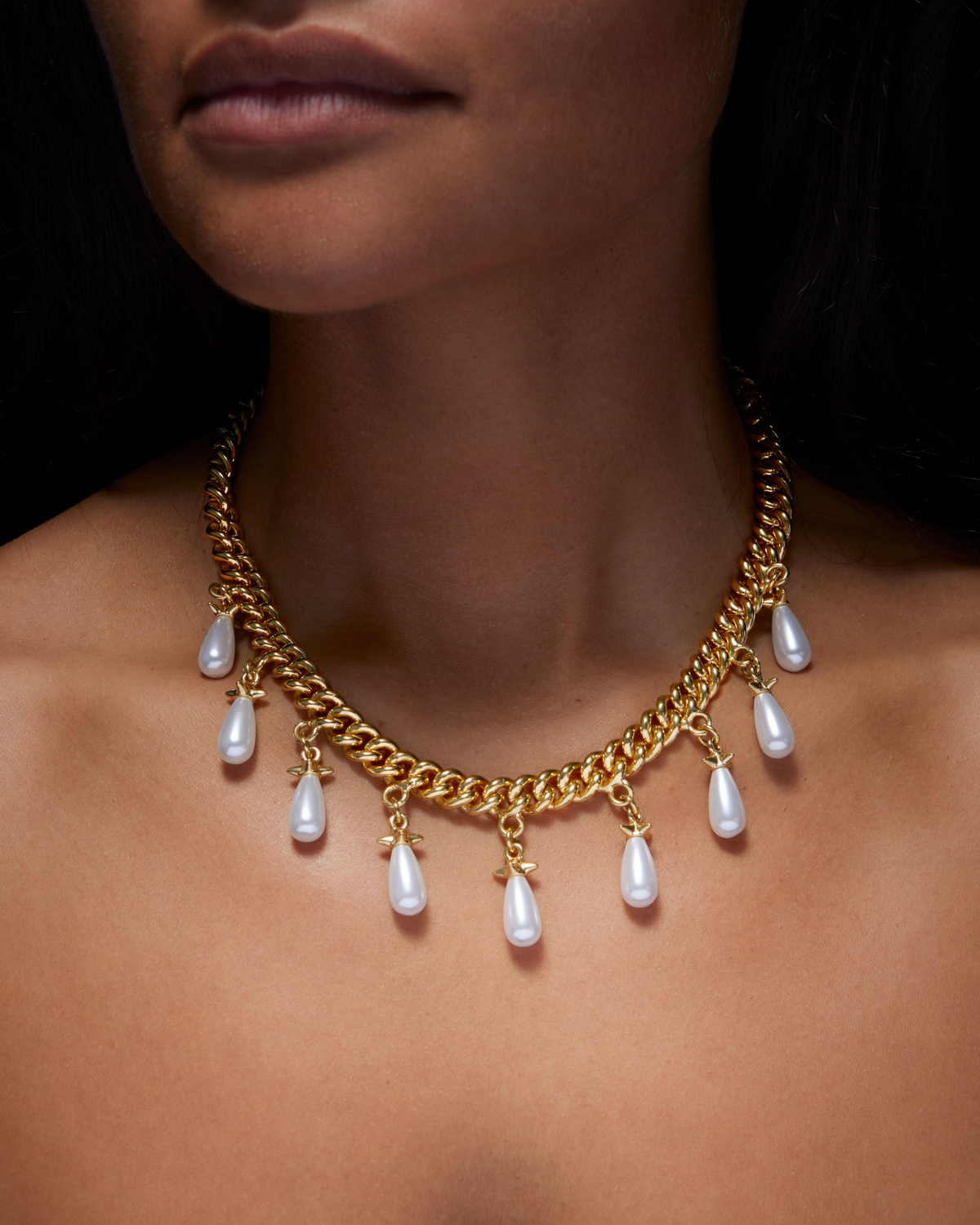 Chunky Chain Pearls Necklace-image-1