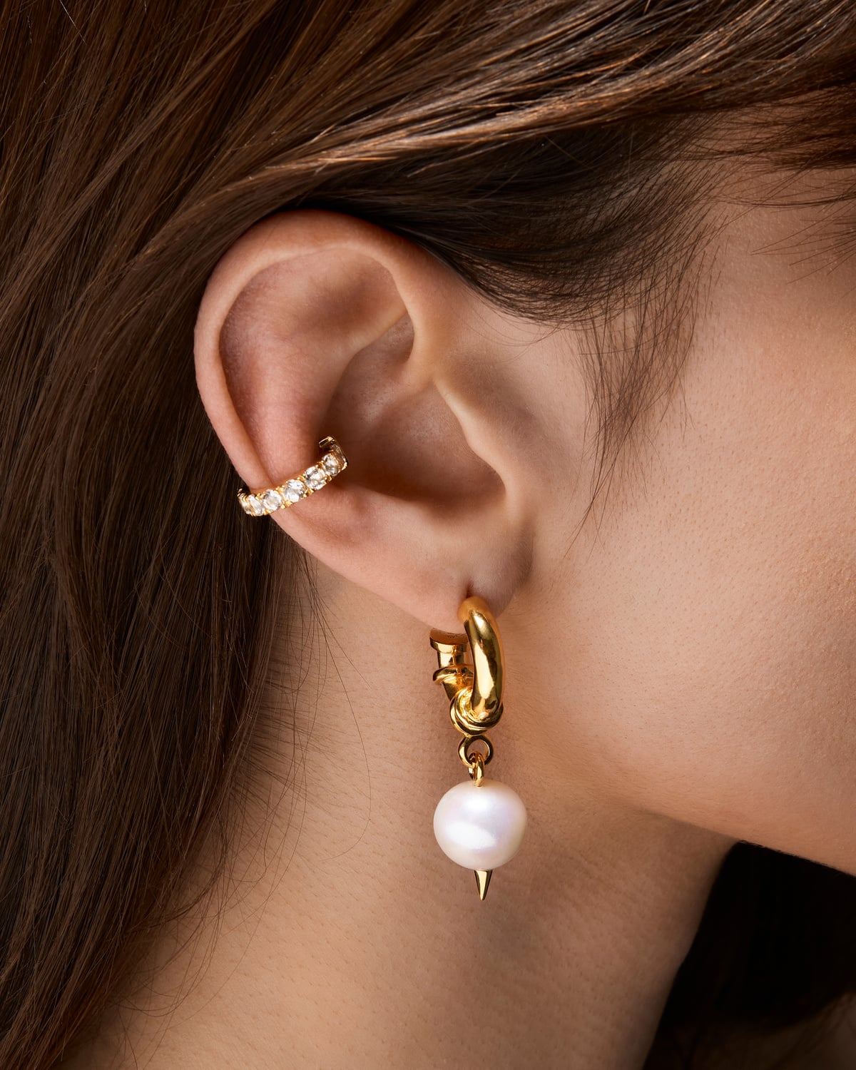 Chunky Pierced Pearl Earring-image-3