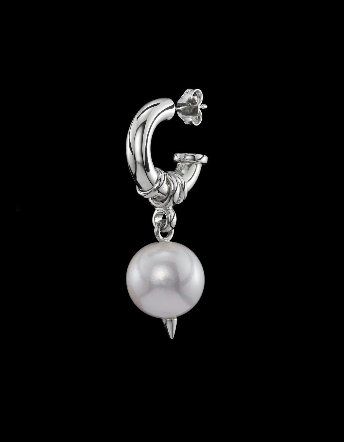 Chunky Pierced Pearl Earring-image-1