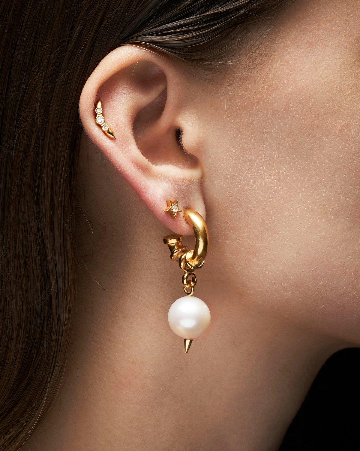 Chunky Pierced Pearl Earring-image-2
