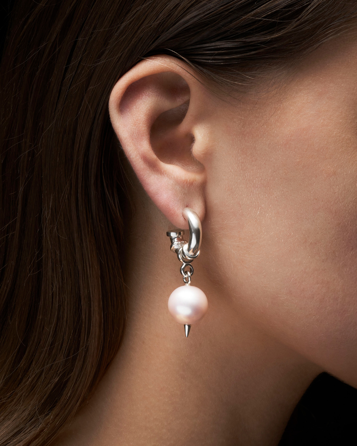 Chunky Pierced Pearl Earring-image-2