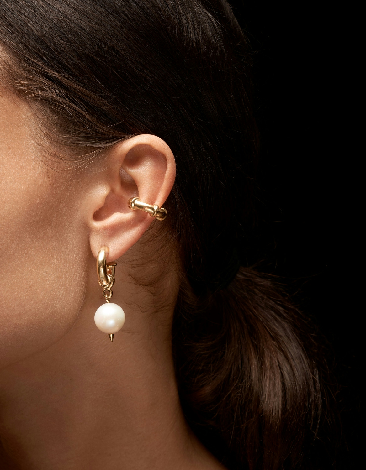 Chunky Pierced Pearl Earring-image-2