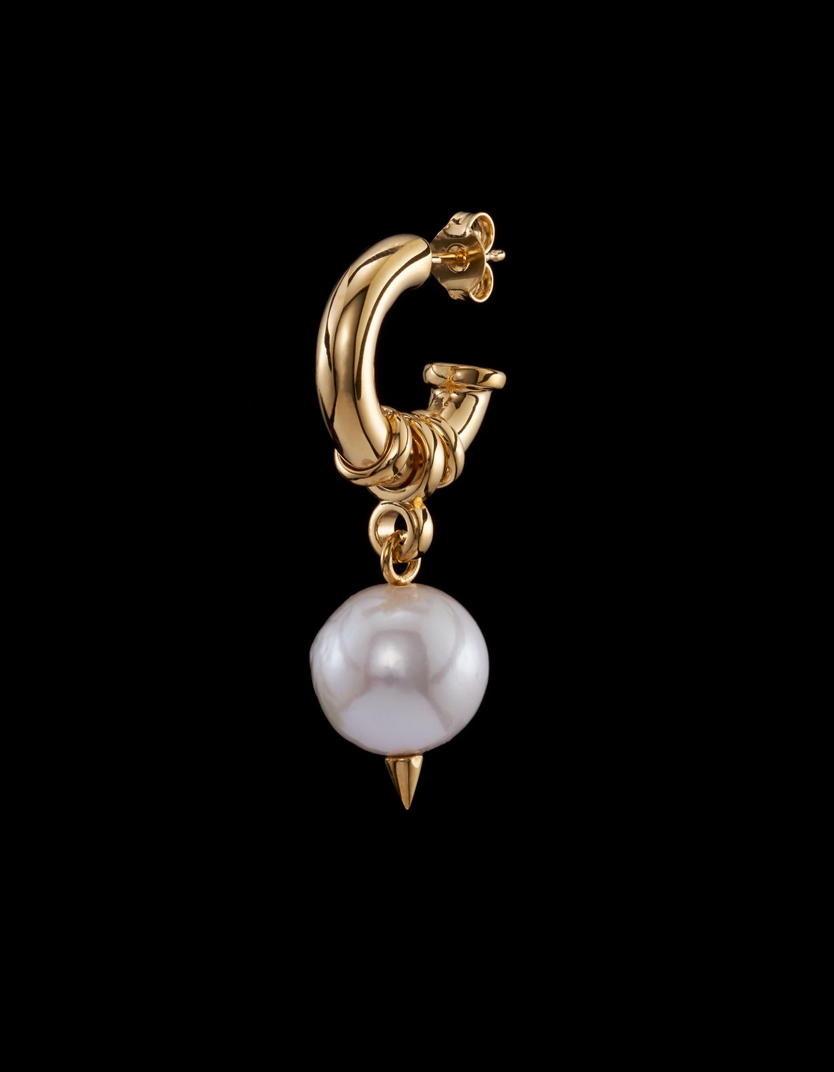 Chunky Pierced Pearl Earring-image-1