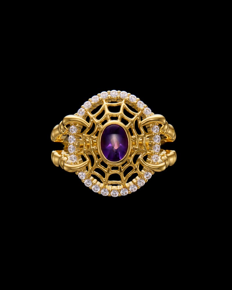 18K Yellow Gold - Amethyst