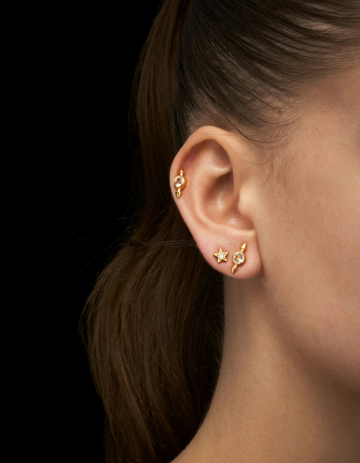 Pierced Stone Ear Stud-image-1