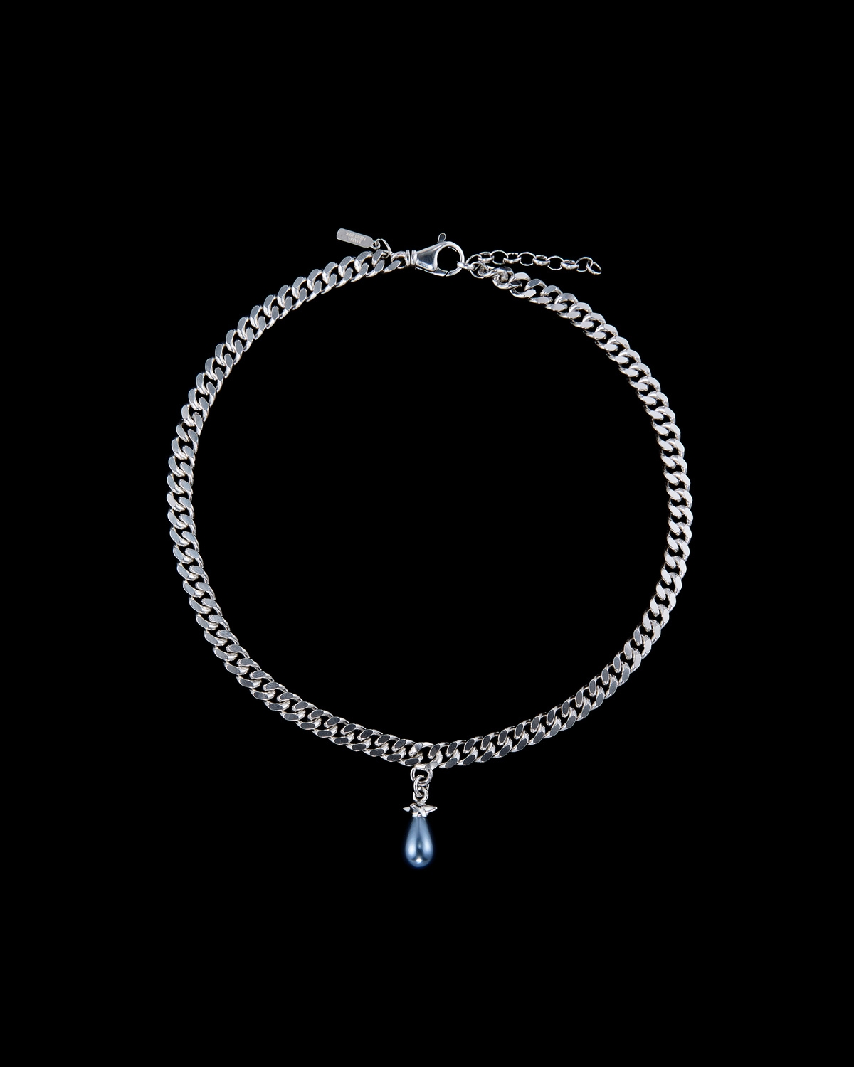 Chunky Chain Drop Pearl Necklace-image-0