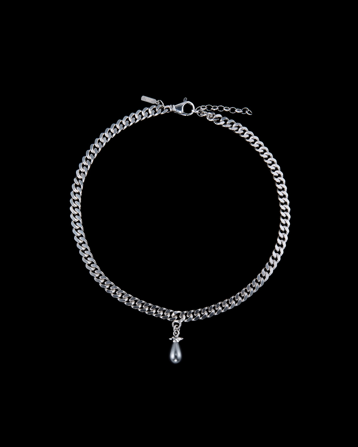 Chunky Chain Drop Pearl Necklace-image-0