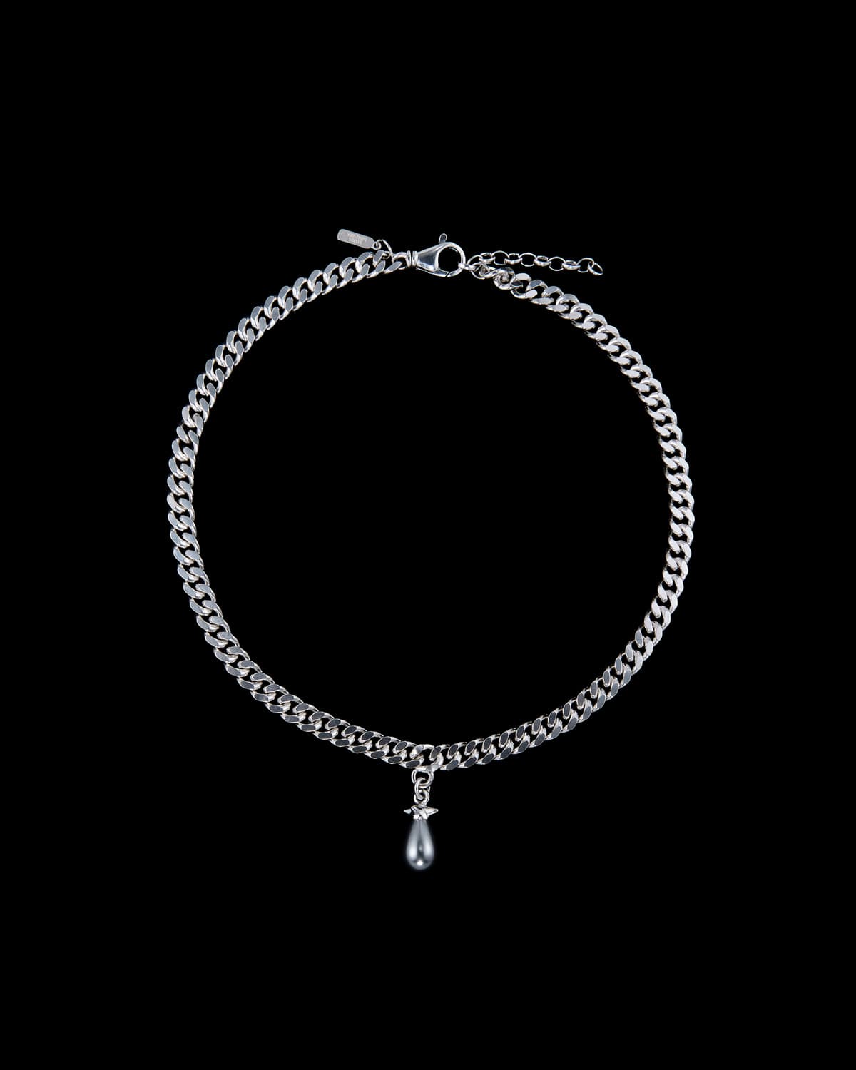 Chunky Chain Drop Pearl Necklace