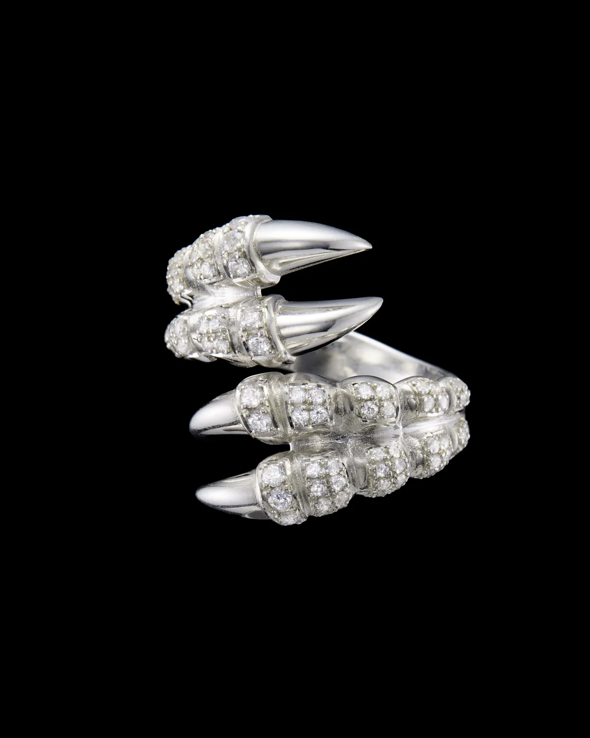 Double Claw Diamond Pavé Ring-image-1