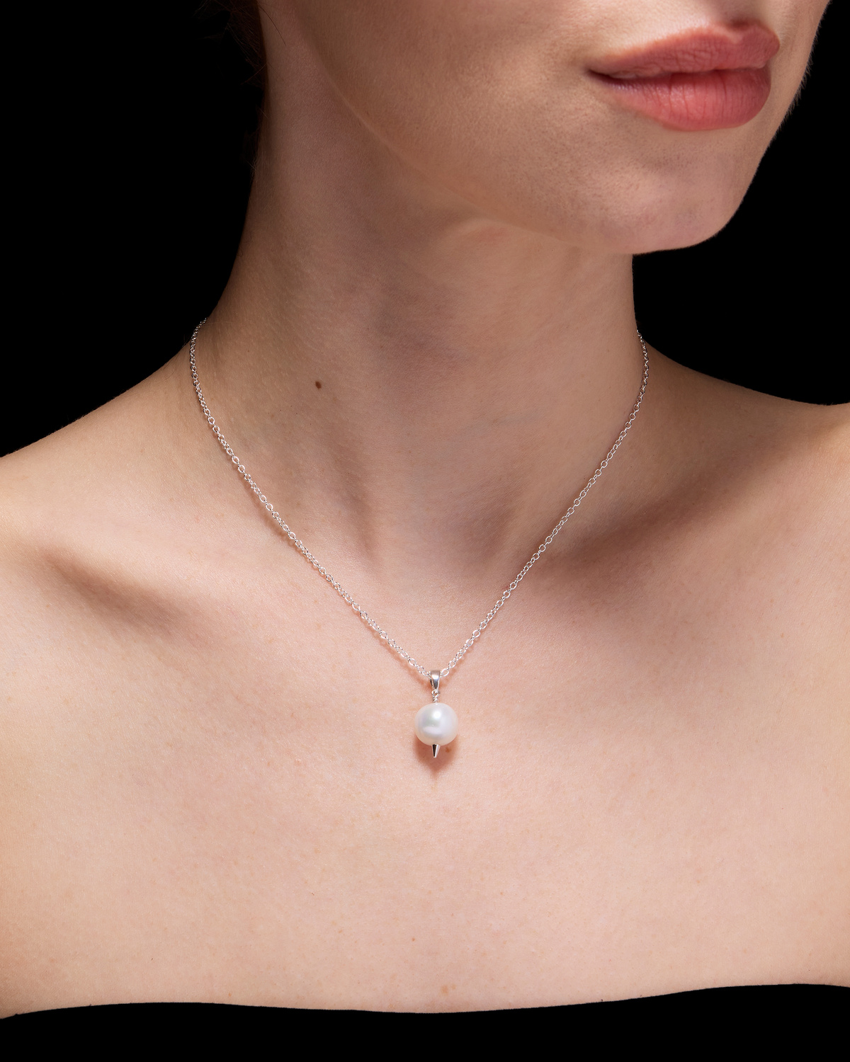 Charmed Pierced Pearl Necklace-image-1