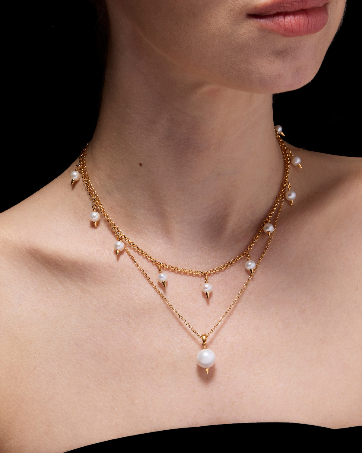 Charmed Pierced Pearl Necklace-image-2