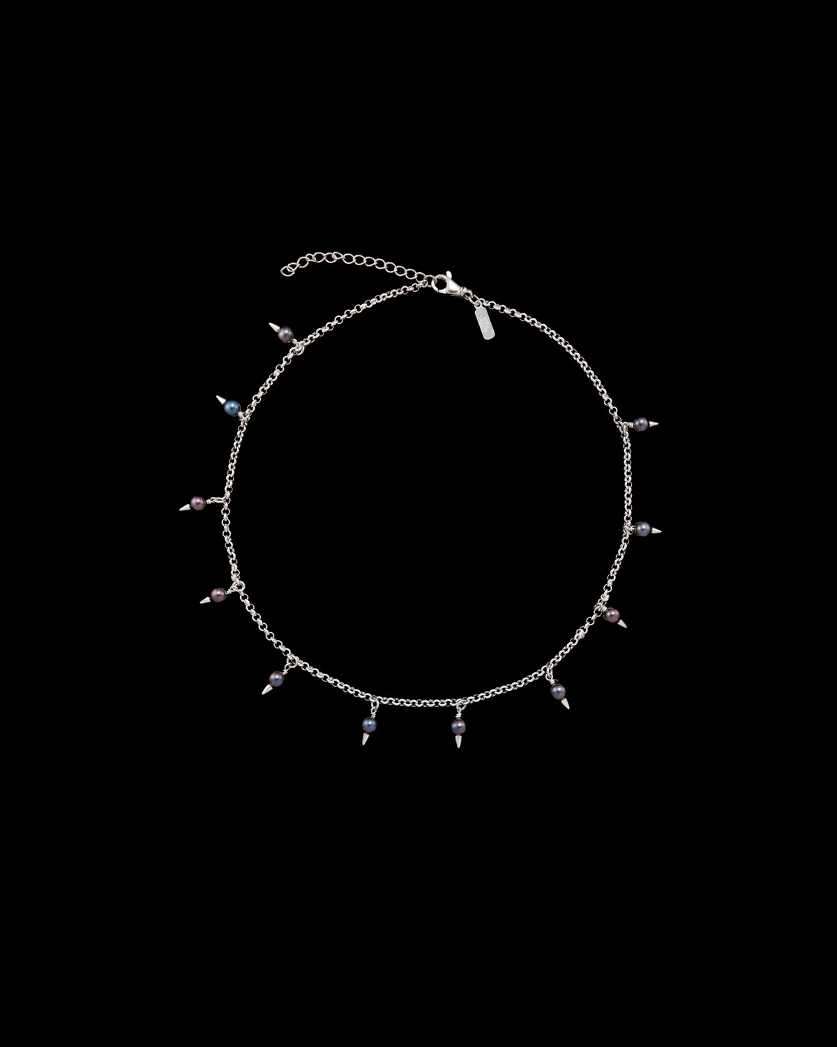 Pierced Pearl Necklace Black Pearl-image-0
