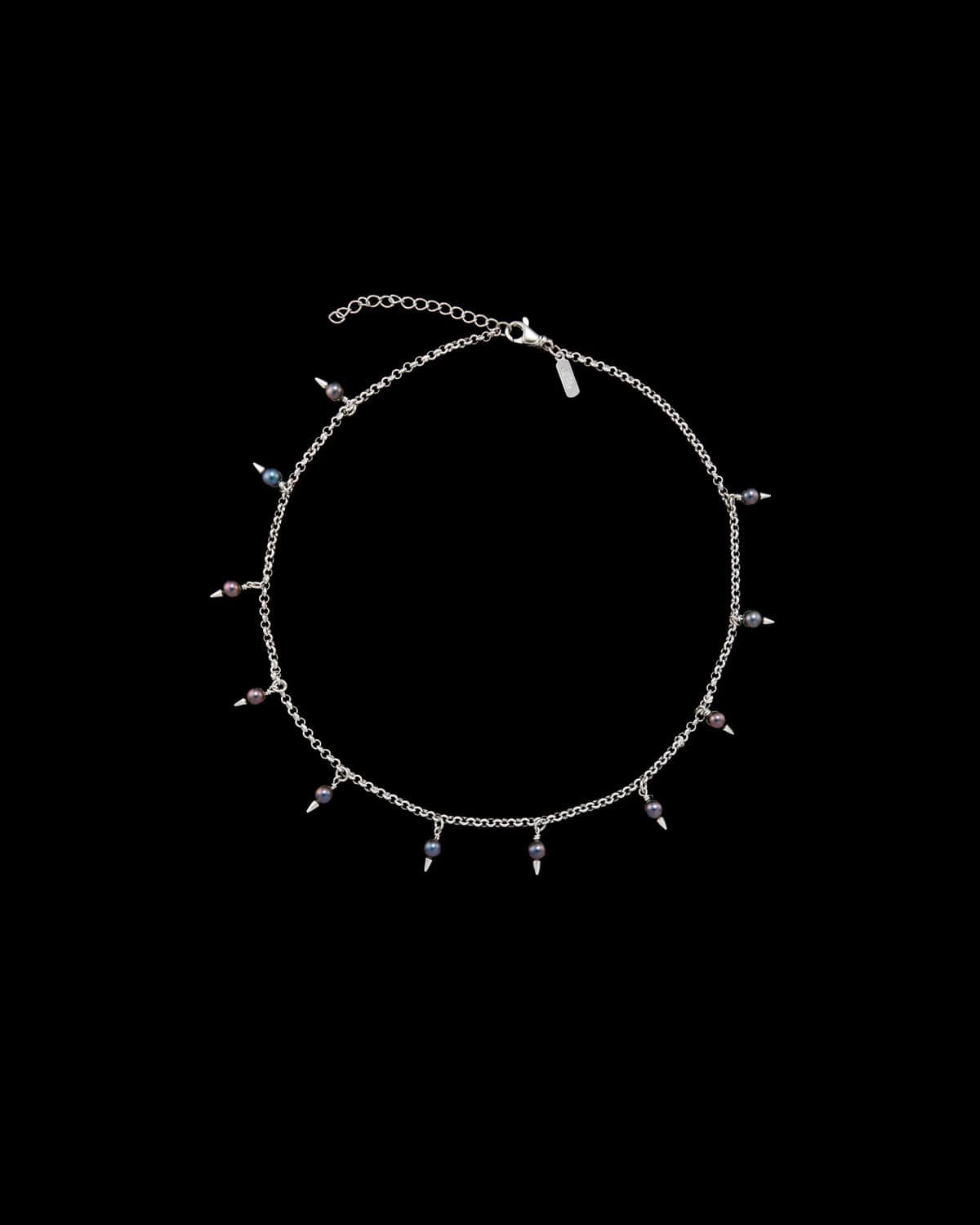 Pierced Pearl Necklace Black Pearl