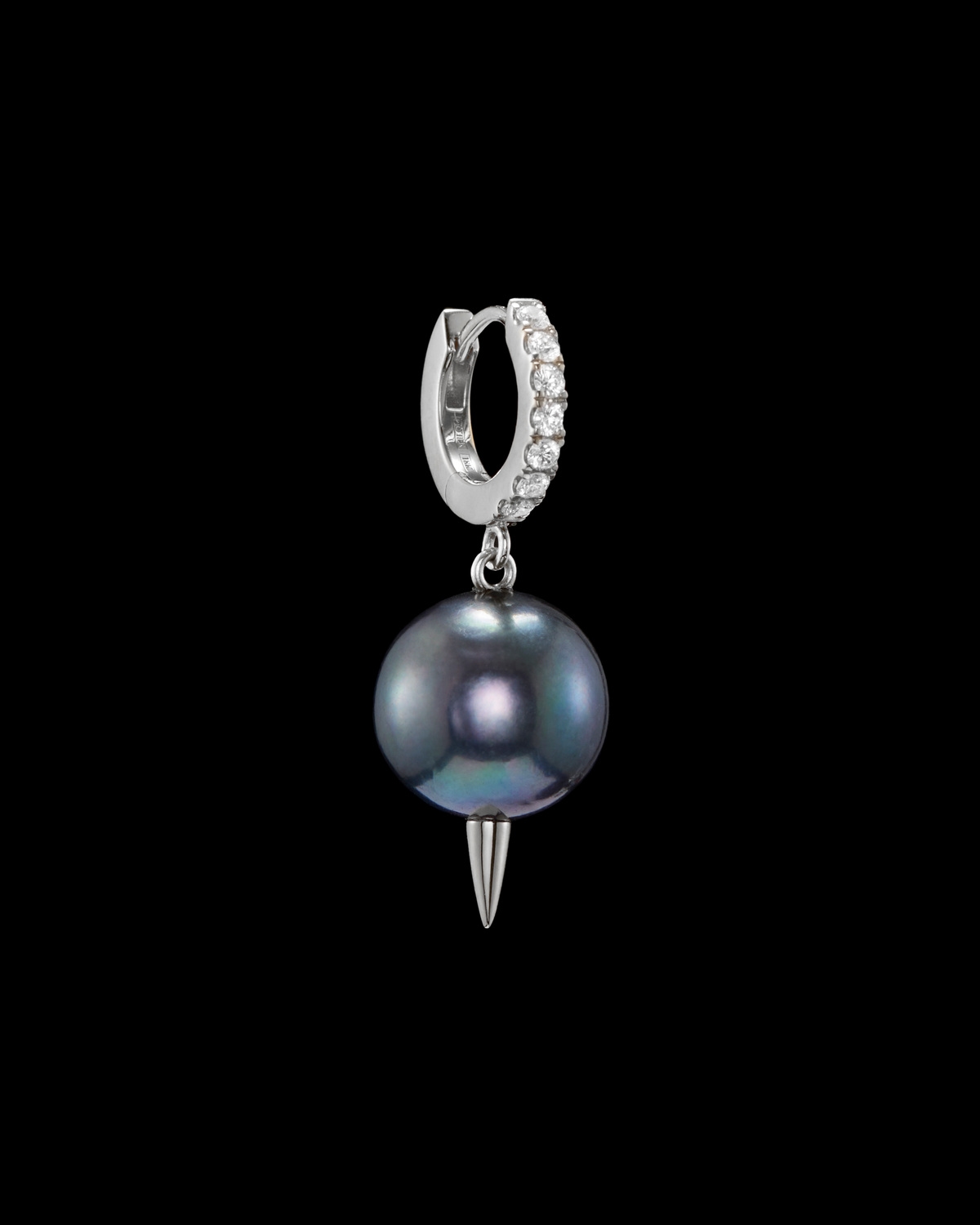 Pierced Pearl Diamond Earring-image-1