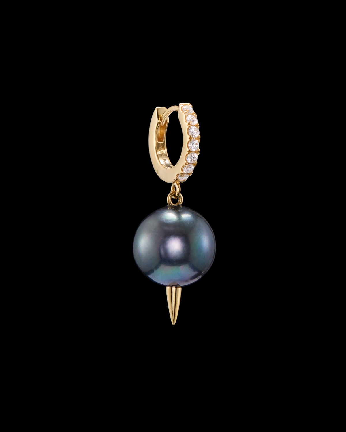 Pierced Pearl Diamond Earring-image-1