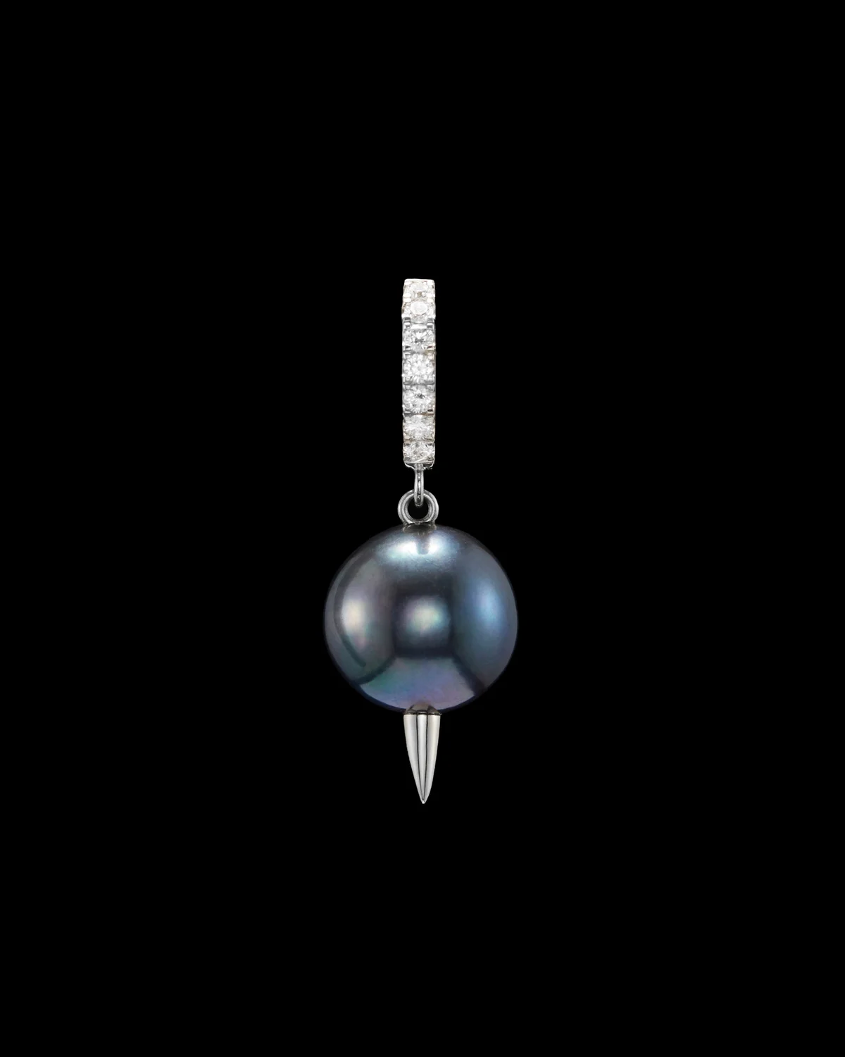 Pierced Pearl Diamond Earring-image-0