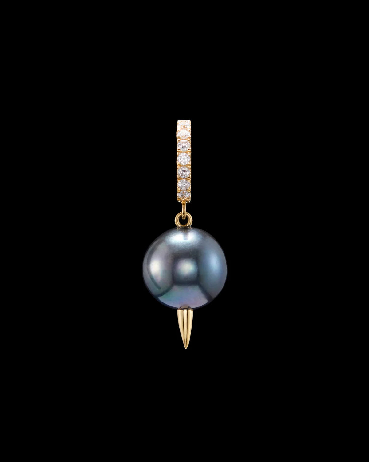 Pierced Pearl Diamond Earring-image-0