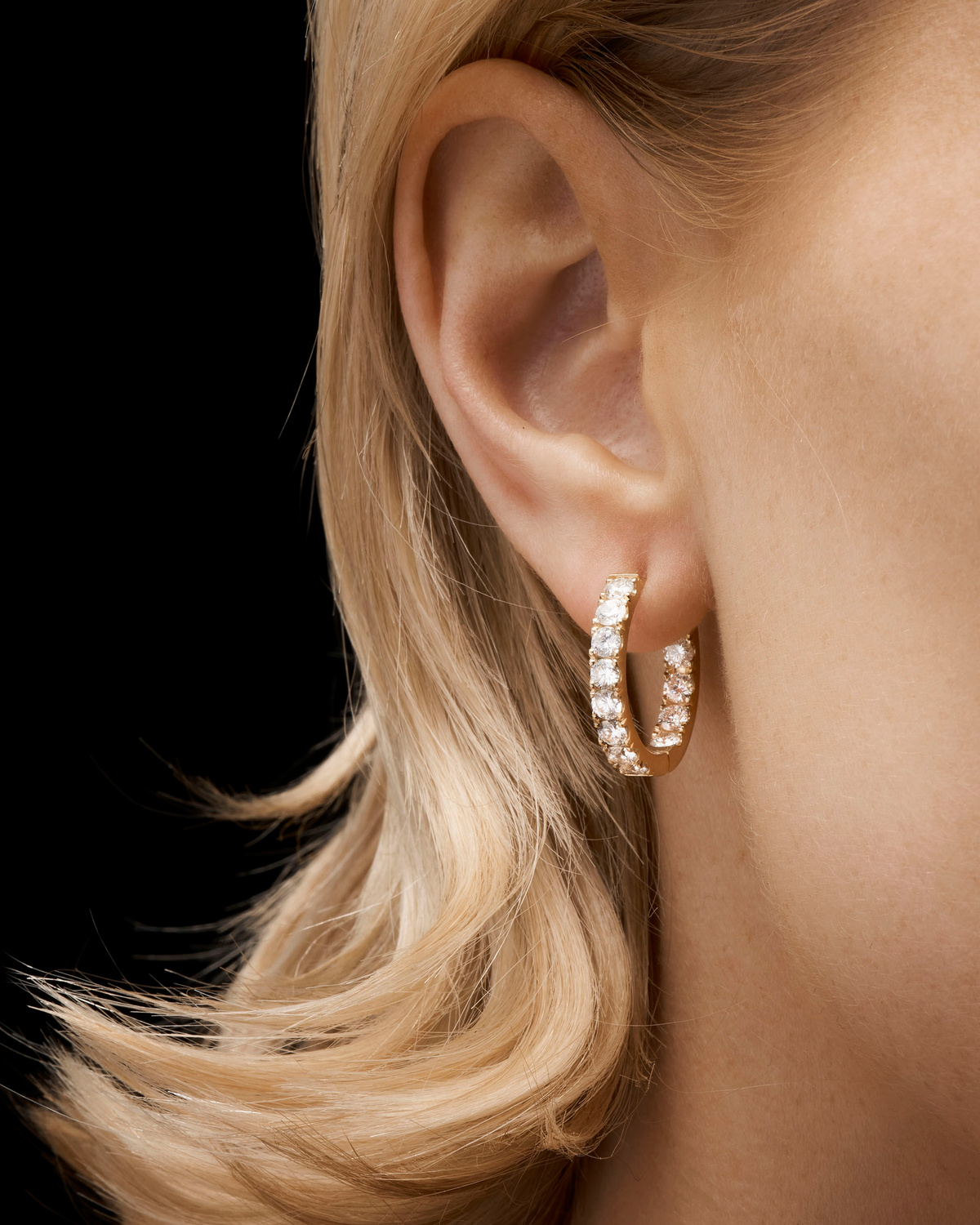 Large Diamond Hoop Earring-image-3