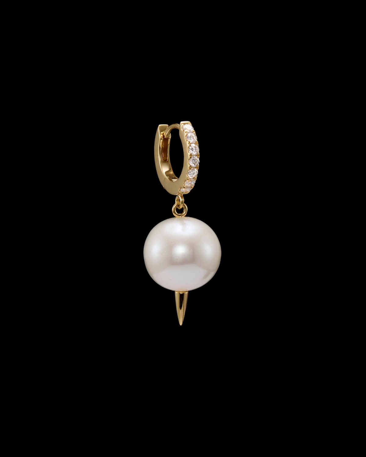 Pierced Pearl Diamond Earring-image-1