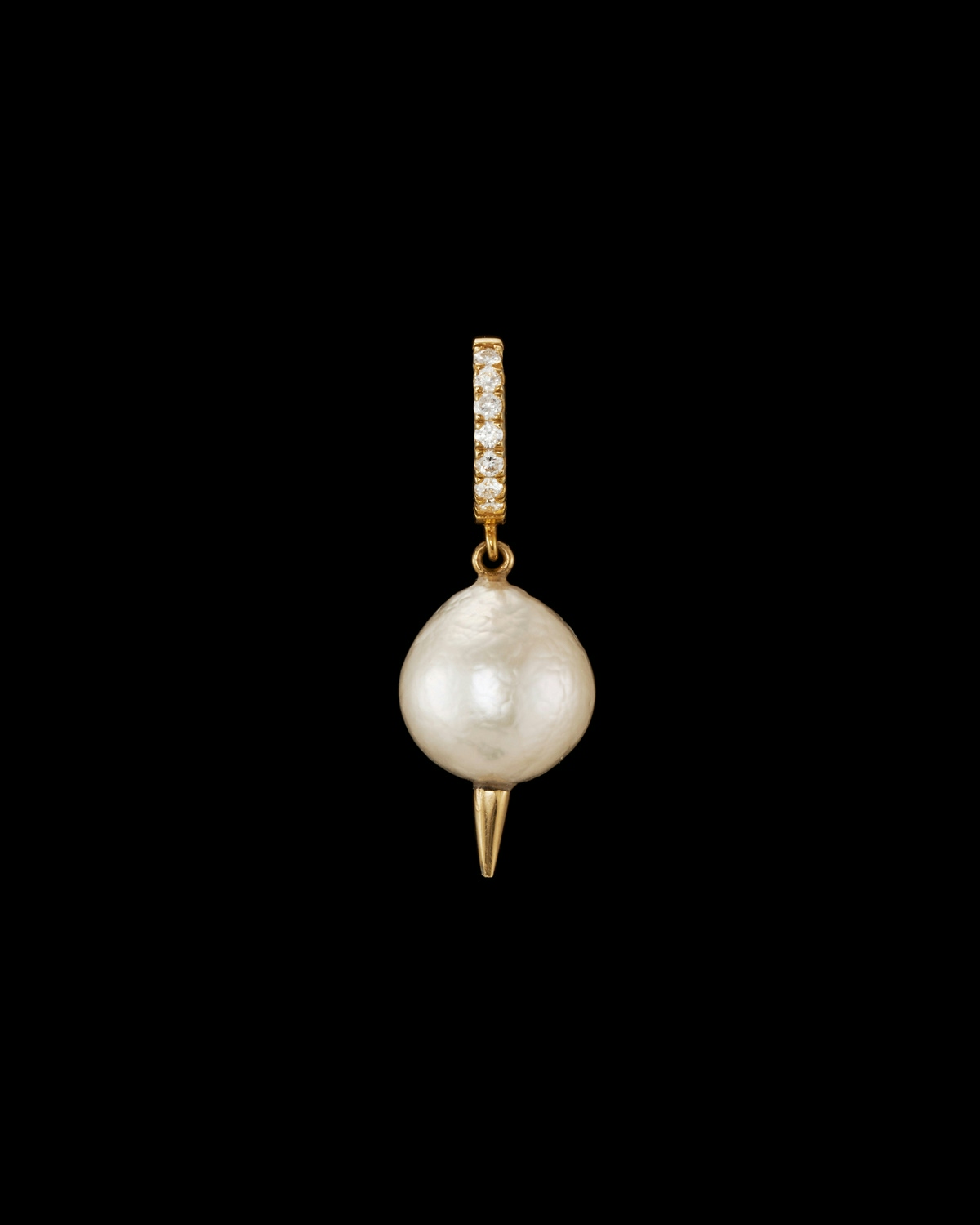 Pierced Pearl Diamond Earring-image-0