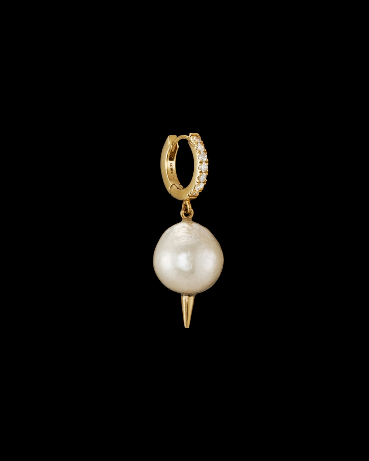 Pierced Pearl Diamond Earring-image-1