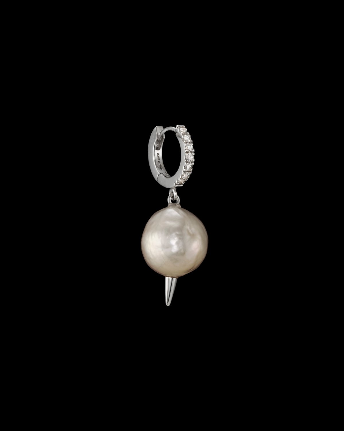Pierced Pearl Diamond Earring-image-1