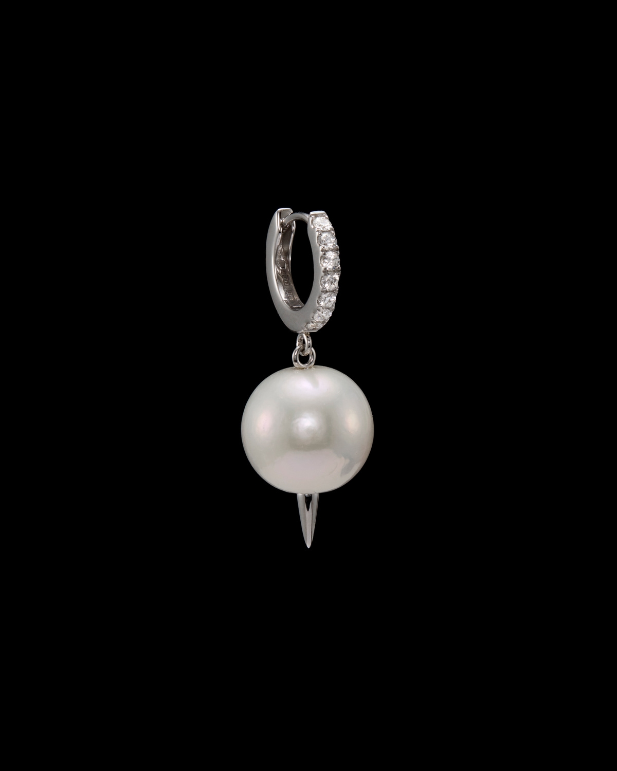 Pierced Pearl Diamond Earring-image-1