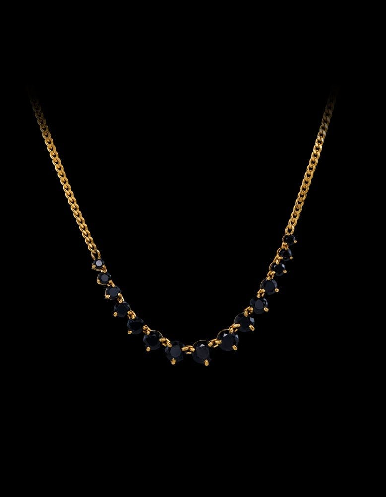 Gold-plated Silver - Black Spinel